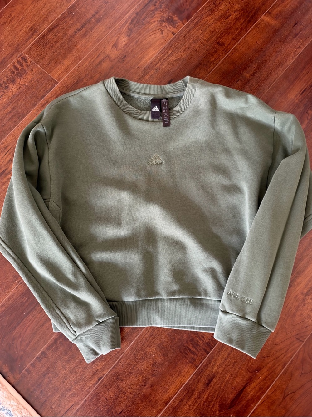 NEW Adidas Women Green ALL SZN Crewneck Sweatshirt